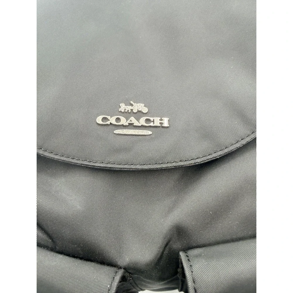 Auth COACH Nylon Leather Trim Bucket Mouth Backpack F58814 Black Good Pre Owned